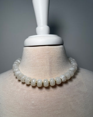 Bold & Beaded Necklace - Cream
