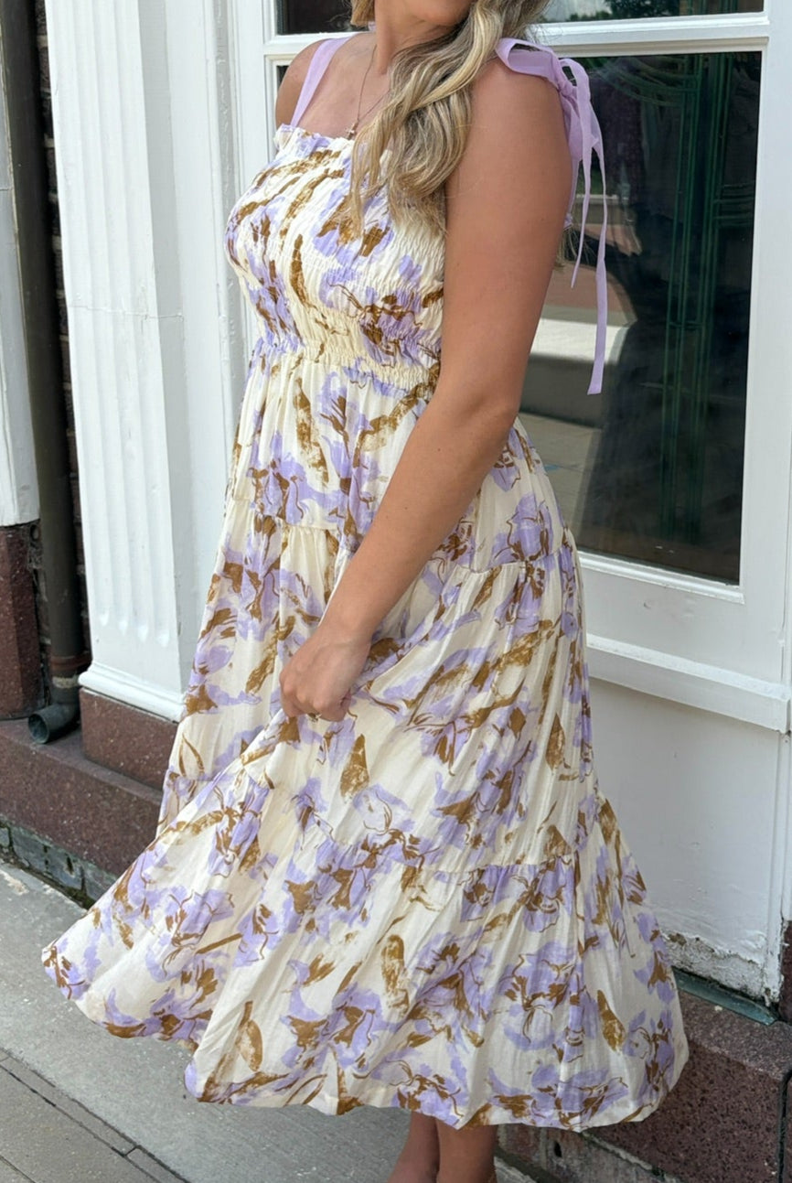 Fall floral dress with adjustable straps