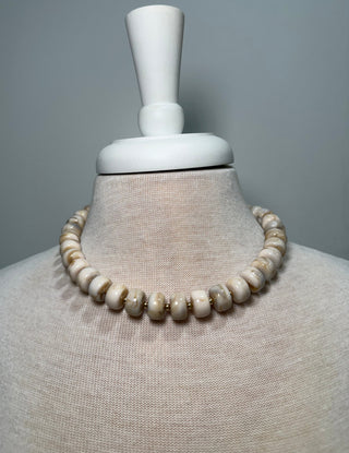 Bold & Beaded Necklace - Oatmeal