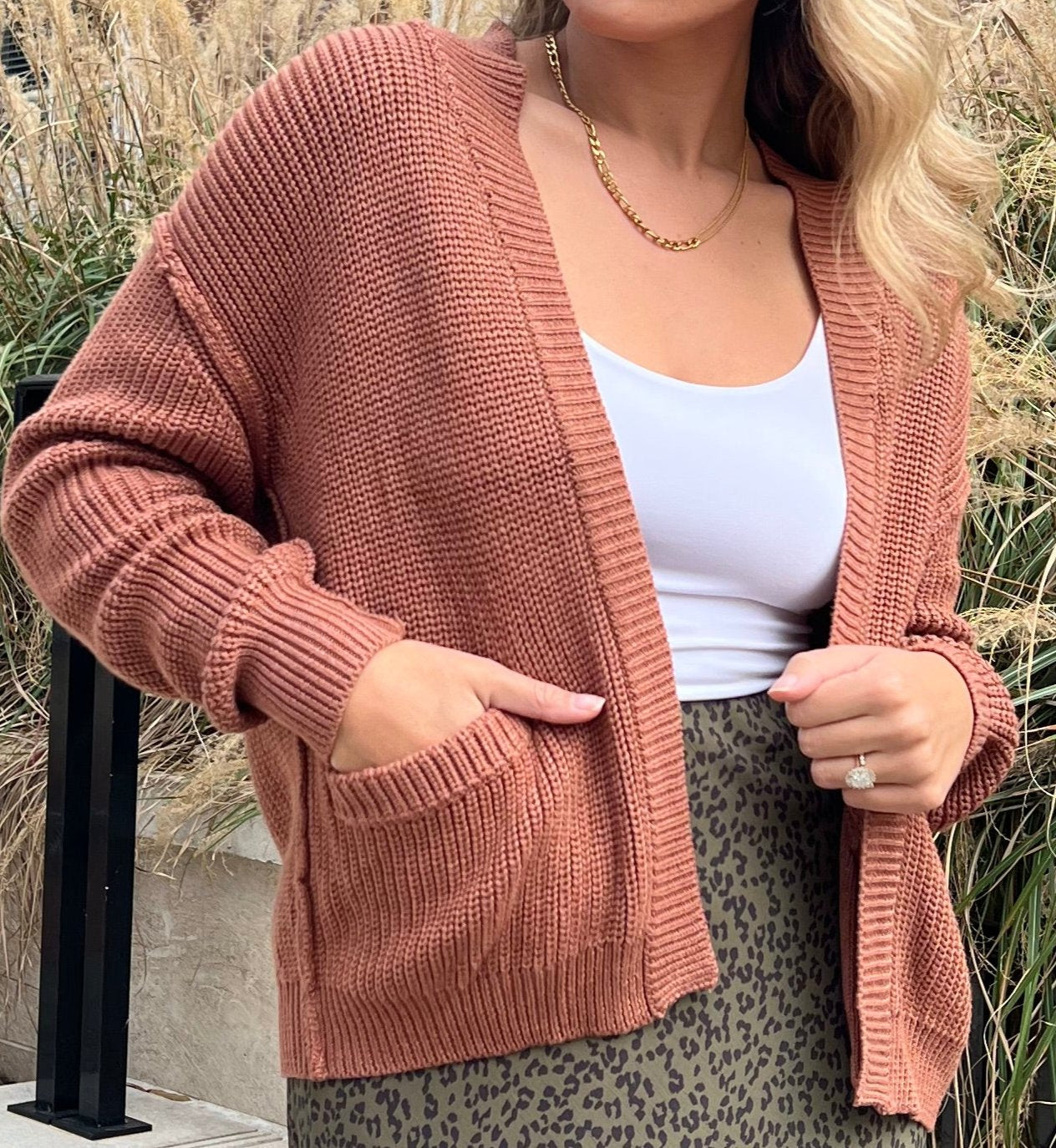 On My Mind Cardigan-Brick