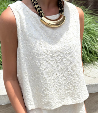 Cream eyelet top