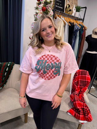 Merry Checkered Tee