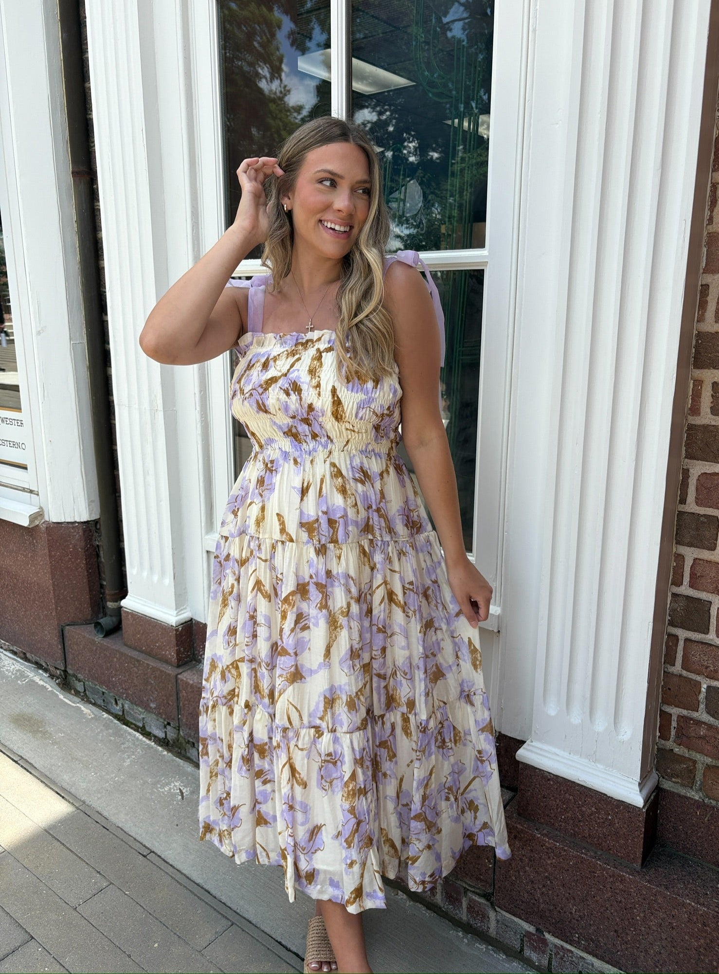Fall floral dress with adjustable straps