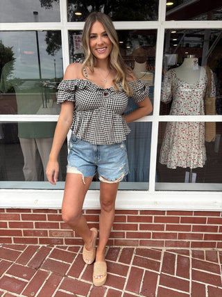 Gingham Getaway Top - Black