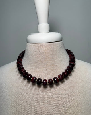 Bold & Beaded Necklace - Burgundy