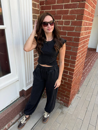 Lush Wrap Top - Ash Black