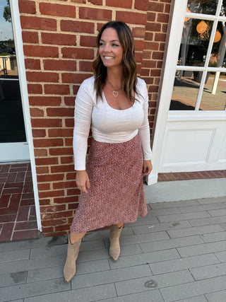 Autumn Breeze Skirt-Sepia Brown