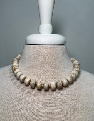 Bold & Beaded Necklace - Oatmeal