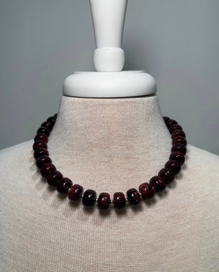 Bold & Beaded Necklace - Burgundy