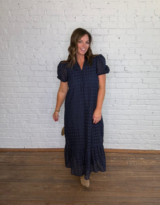 Prairie Lane Dress - Navy