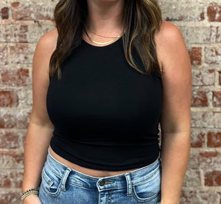 Vista Cropped Tank-Black