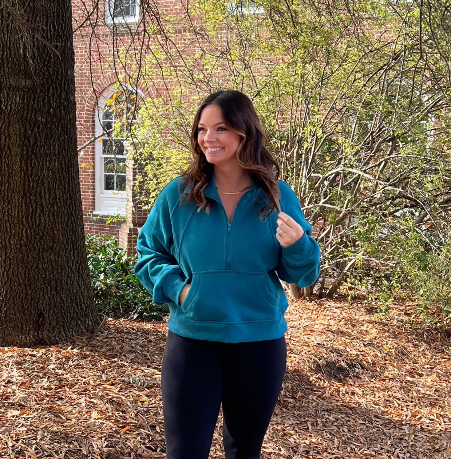 Here For It Pullover-Teal