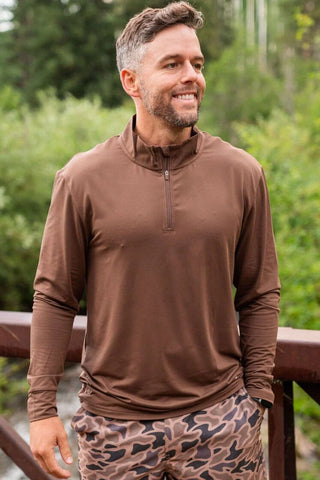 Burlebo-Performance Quarter Zip Brown