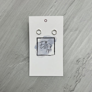 Mini Hexagon Studs-Silver